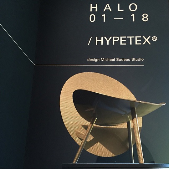 Halo chair for Hypetex... #Milano #Hypetex #Halo #RedDotDesignAward #DesignJunction #michaelsodeaustudio #michaelsodeau #salonedelmobile #furniturefair #simplicity #modern #F1 #ColouredCarbonFibre #design @hypetex